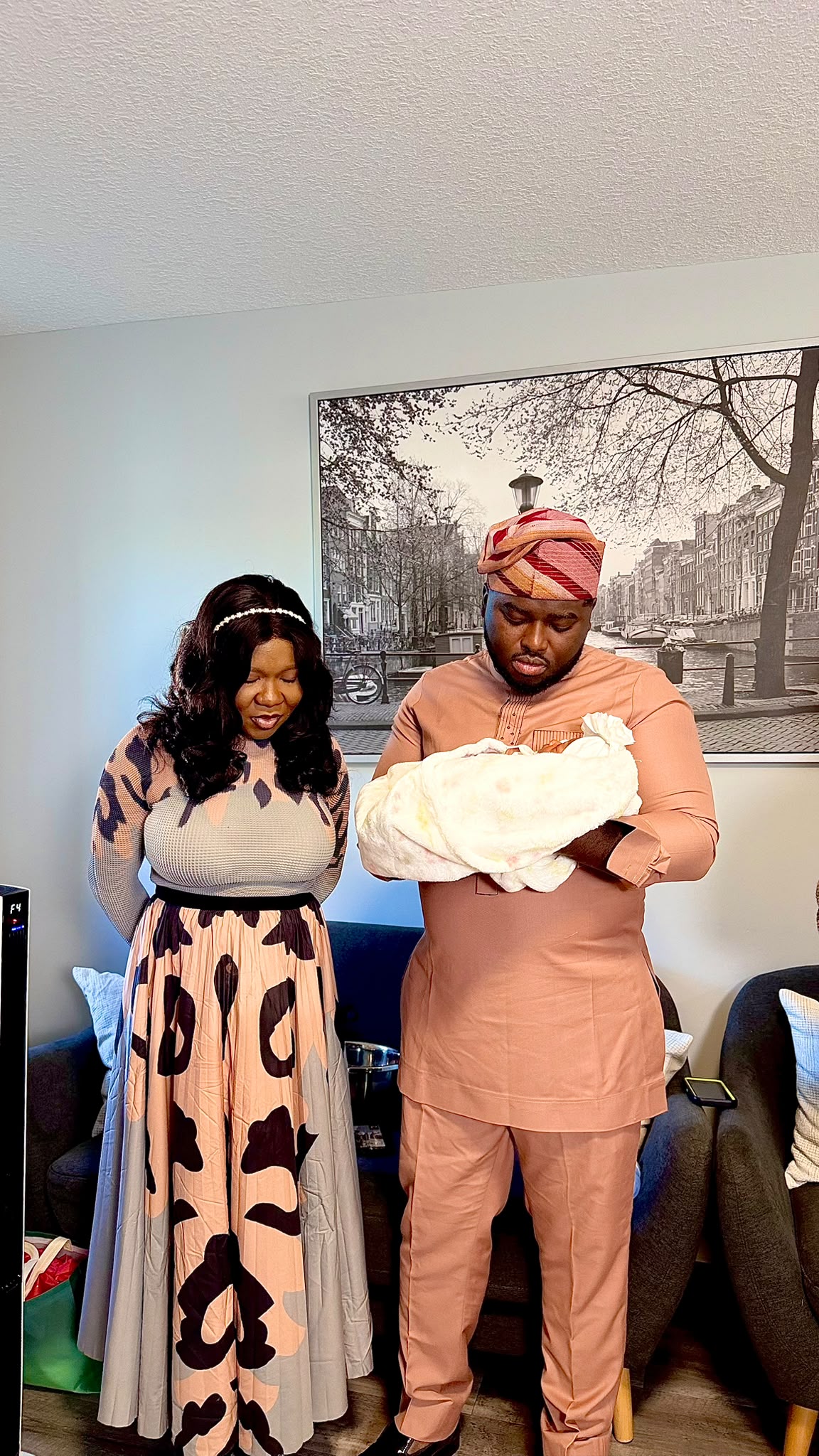Mother smiling with the baby